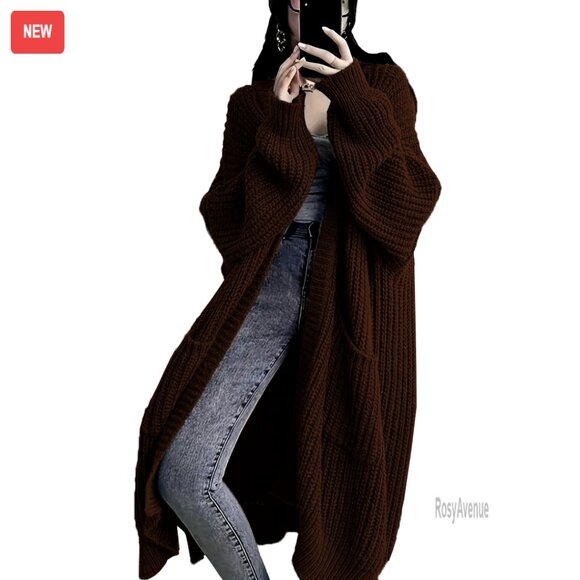 Long Cardigan Sweater Open Front Oversized Duster with Pocket Women S M L XL XXL